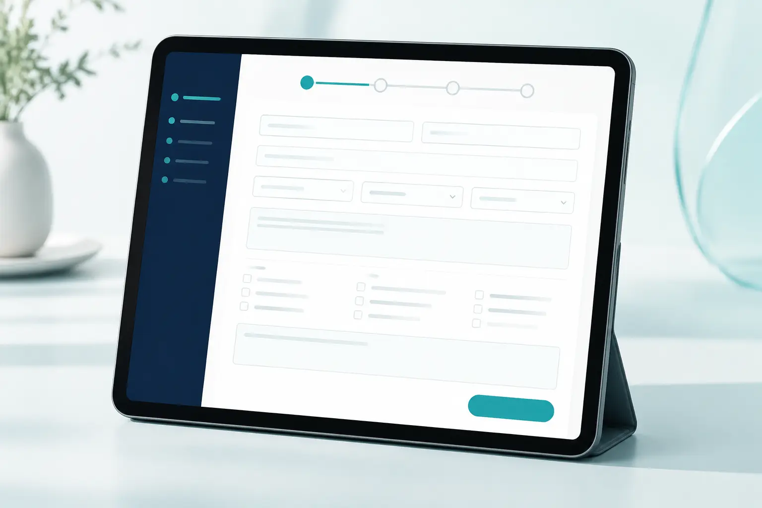 Online healthcare referral form displayed on a tablet