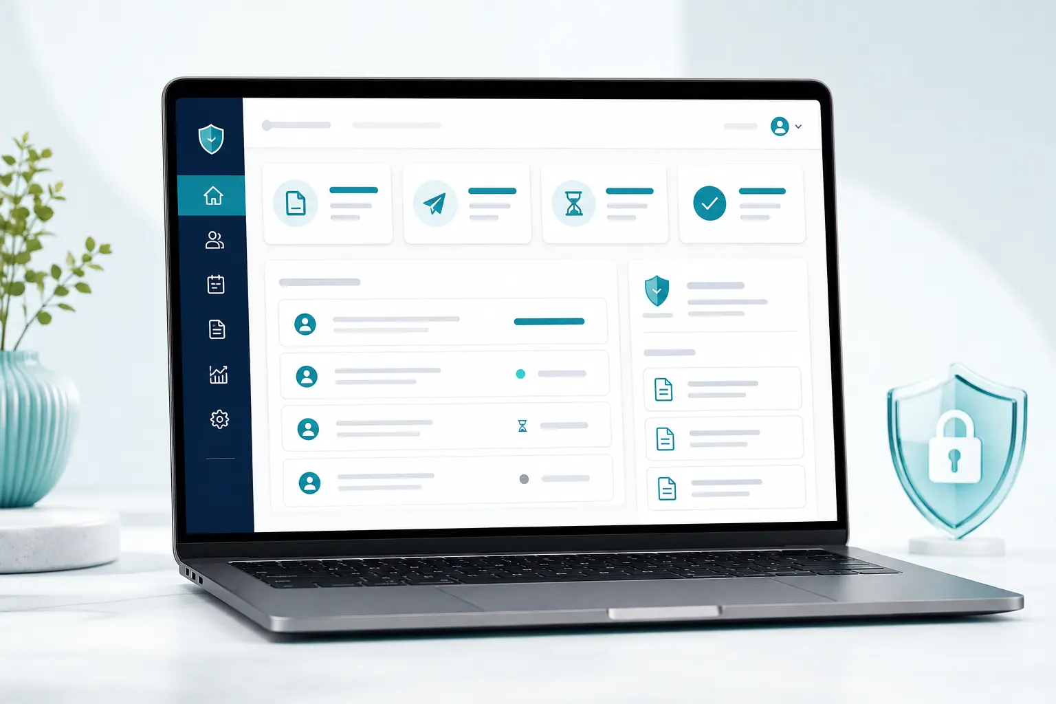 Secure healthcare practitioner portal displayed on a laptop
