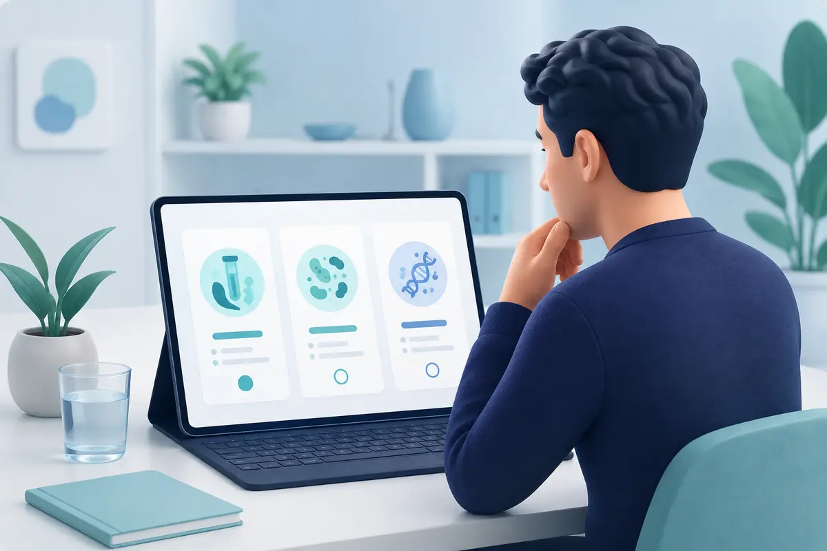 Person reviewing digestive health testing options