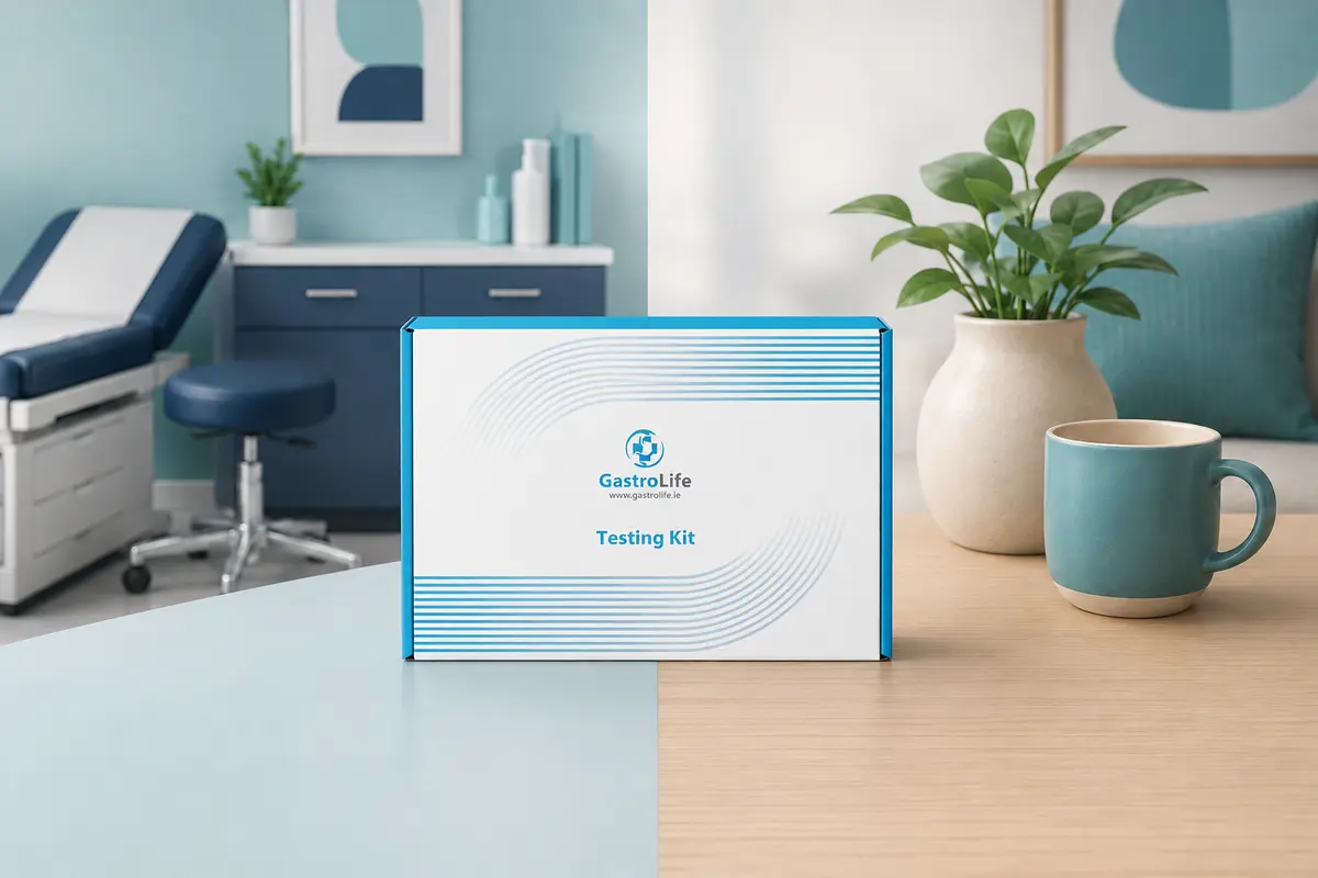 GastroLife home testing kit with clinic and home testing settings