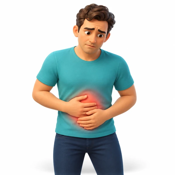 Abdominal pain or cramps illustration