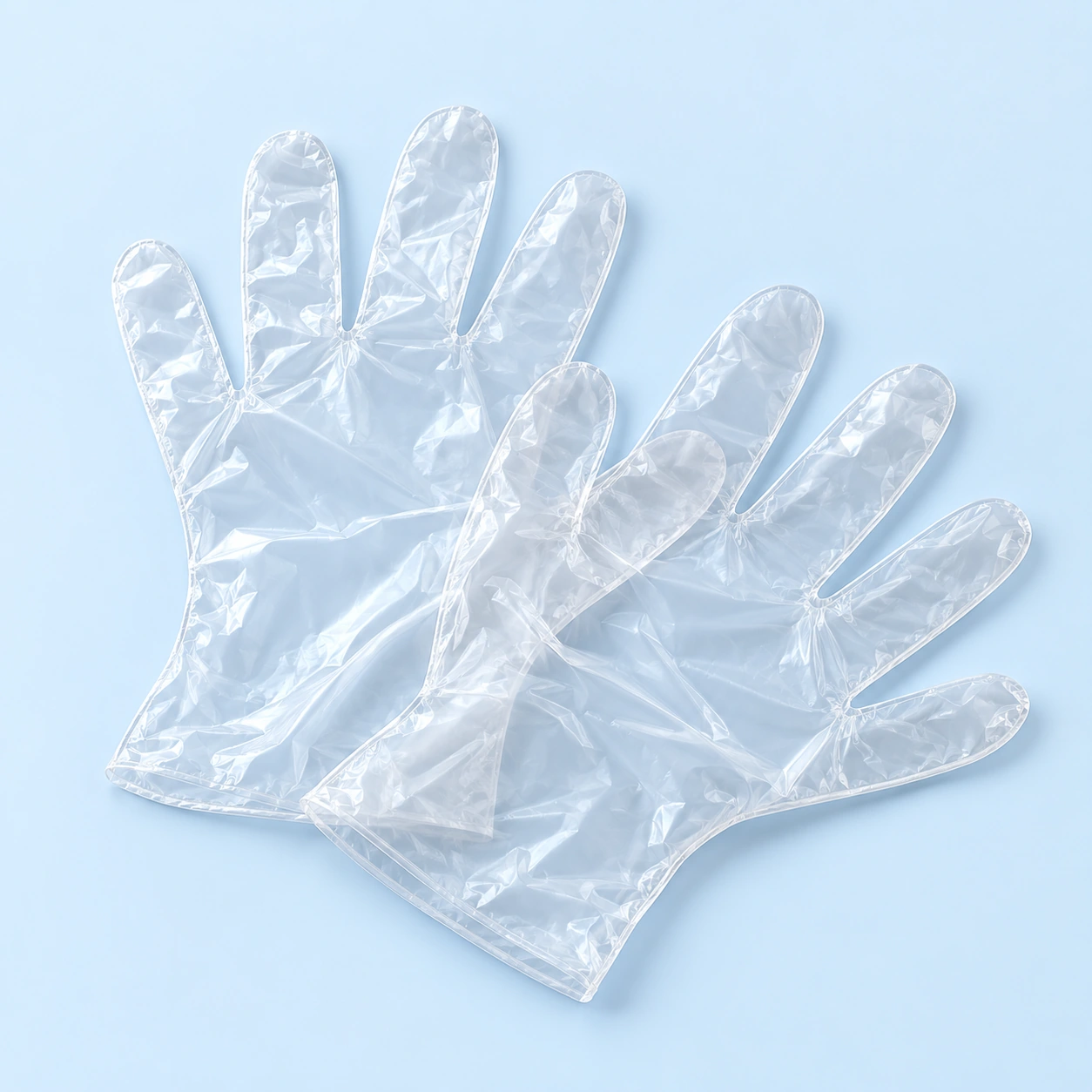 Pair of clear disposable gloves