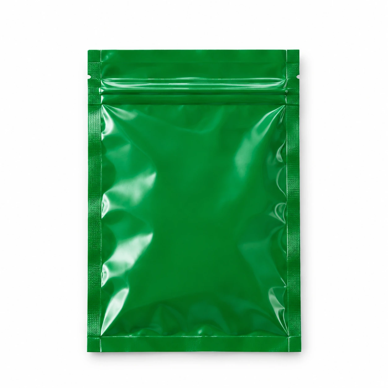 Green resealable plastic sample bag