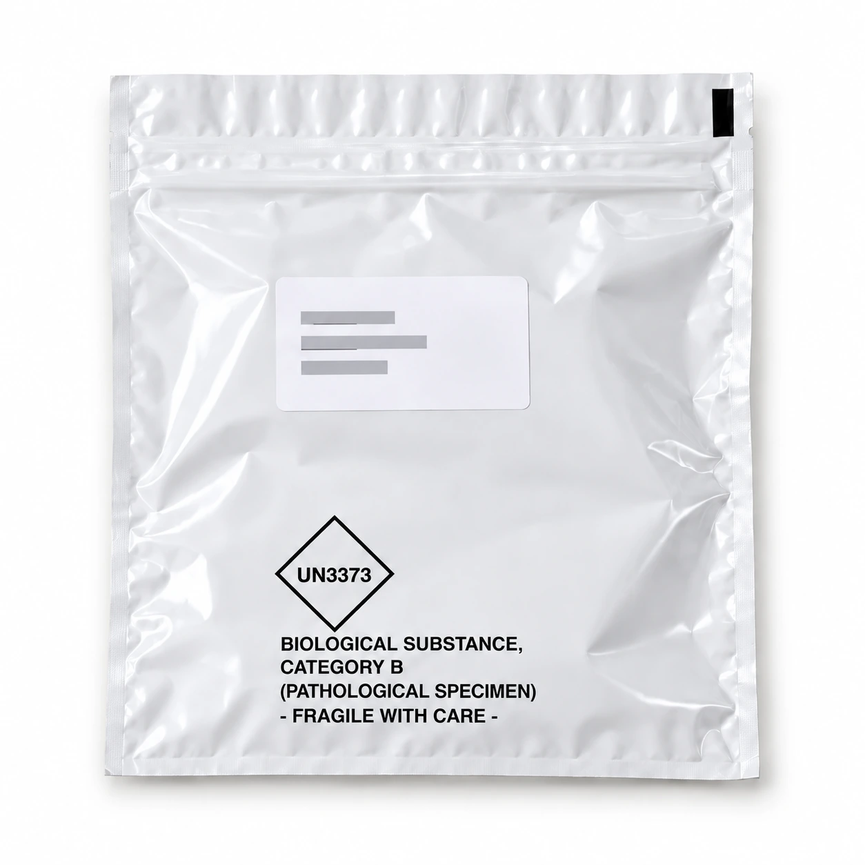 White prepaid specimen return envelope