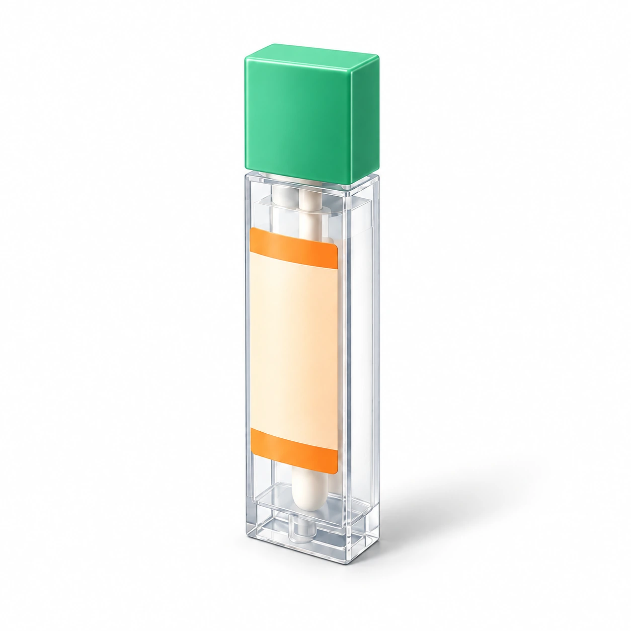 Flat-sided FIT sample container with a flat green cap