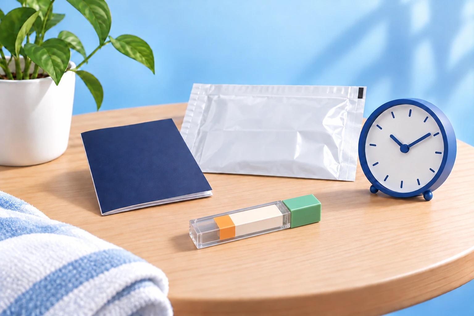 FIT collection container, instruction booklet and clock