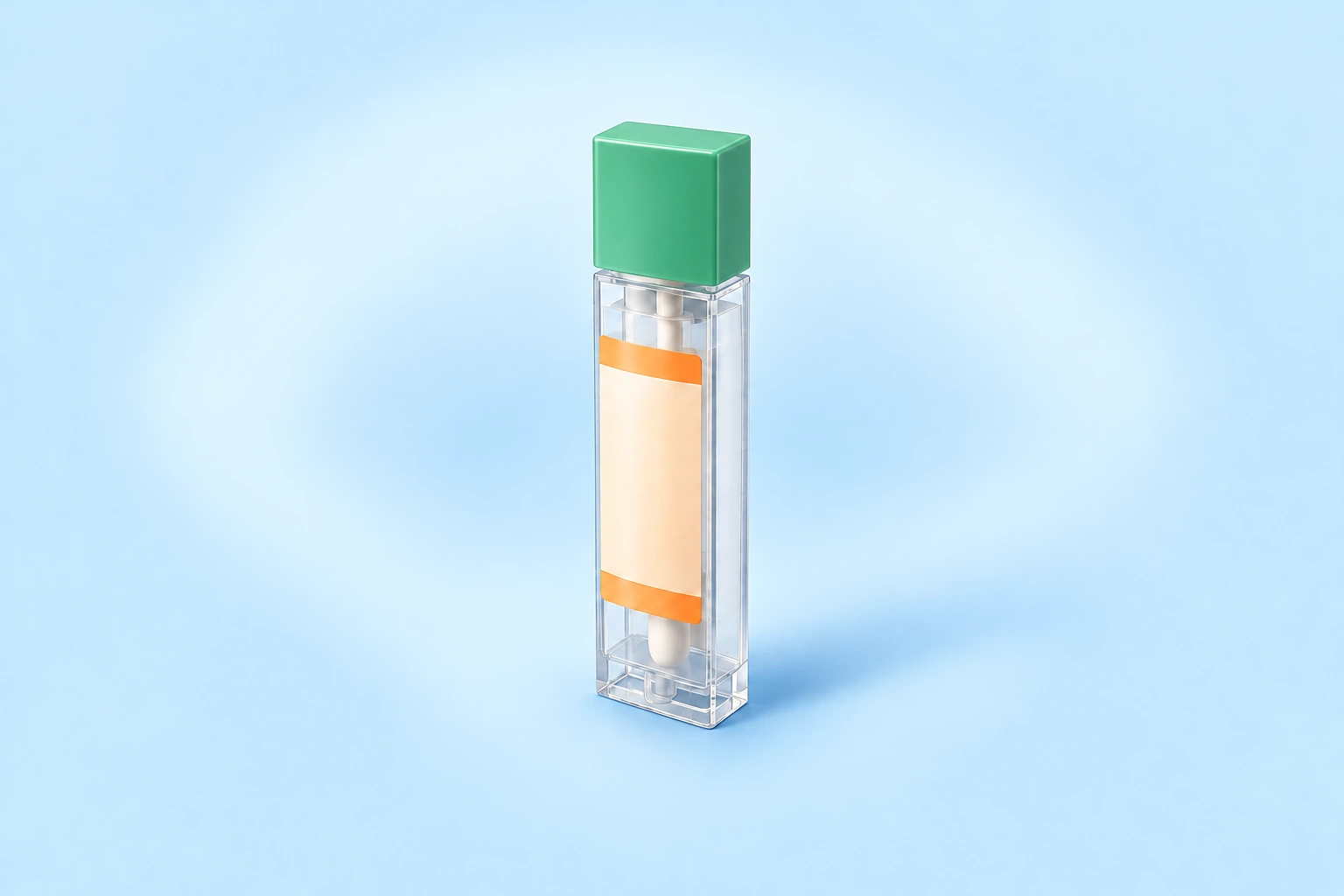 Flat-sided FIT collection container with a green cap