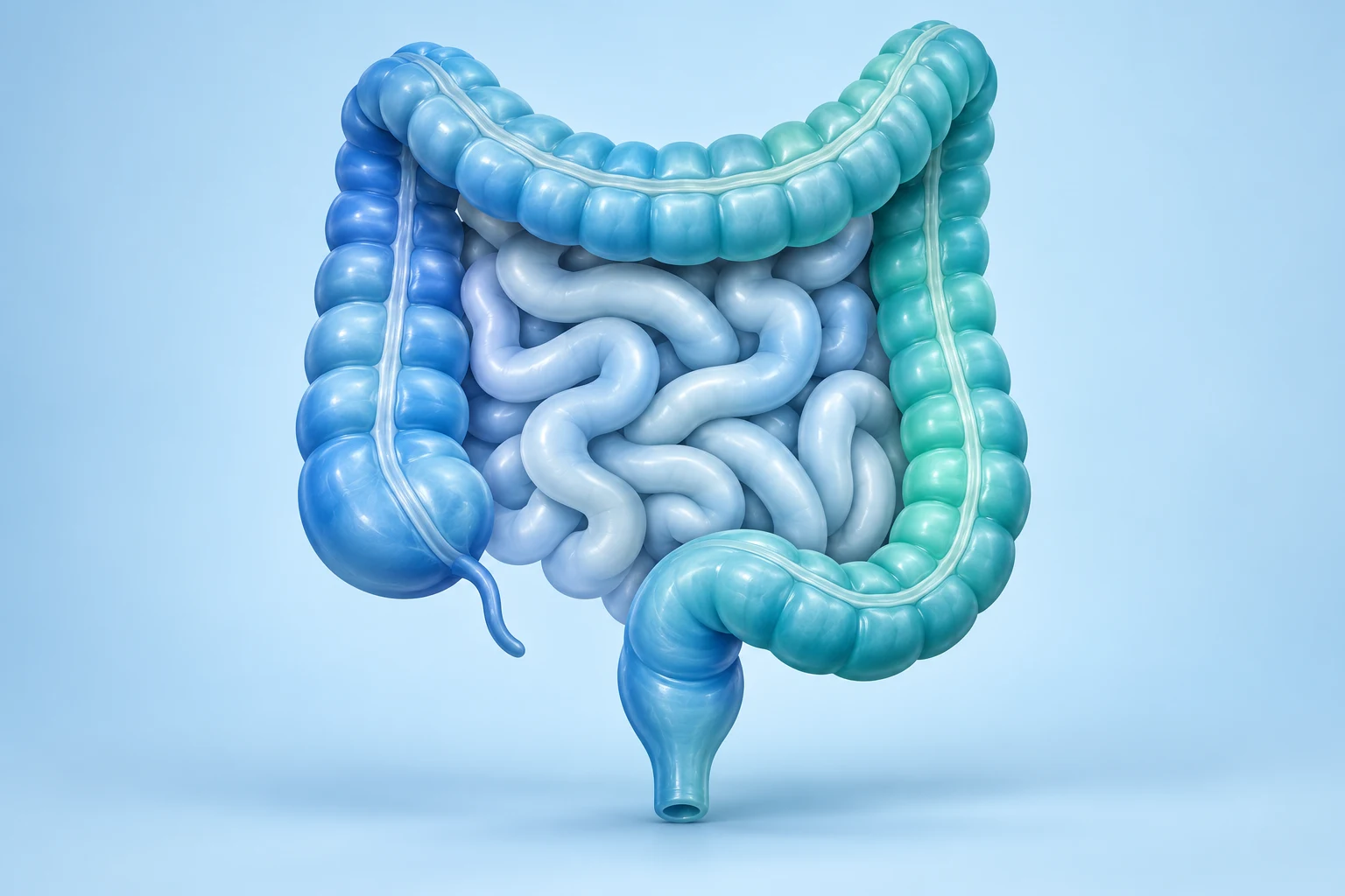 Illustration of the colon surrounding the small intestine