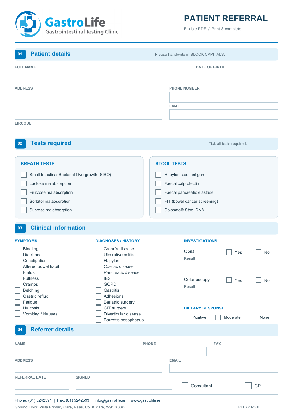Preview of the fillable GastroLife referral form